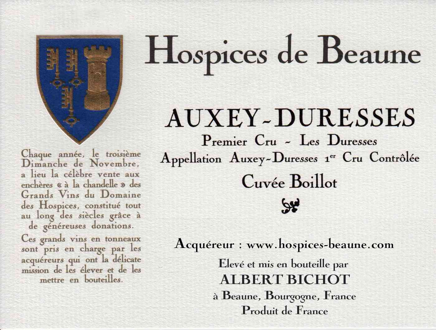 Encheres-auction-HospicesdeBeaune-AlbertBichot-AuxeyDuresses-PremierCru-Cuvee-Boillot
