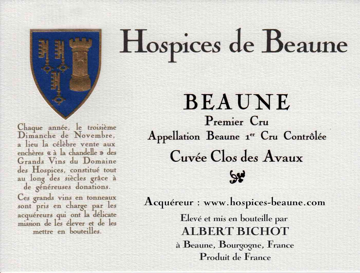 Encheres-auction-HospicesdeBeaune-AlbertBichot-Beaune1erCru-Cuvee-ClosdesAvaux