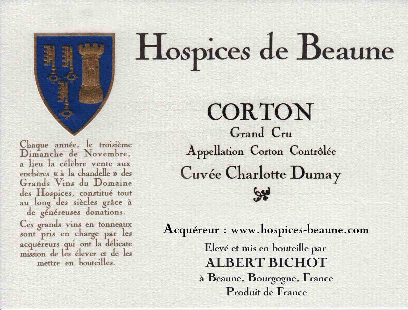 Encheres-auction-HospicesdeBeaune-AlbertBichot-CortonGrandCru-Cuvee-CharlotteDumay