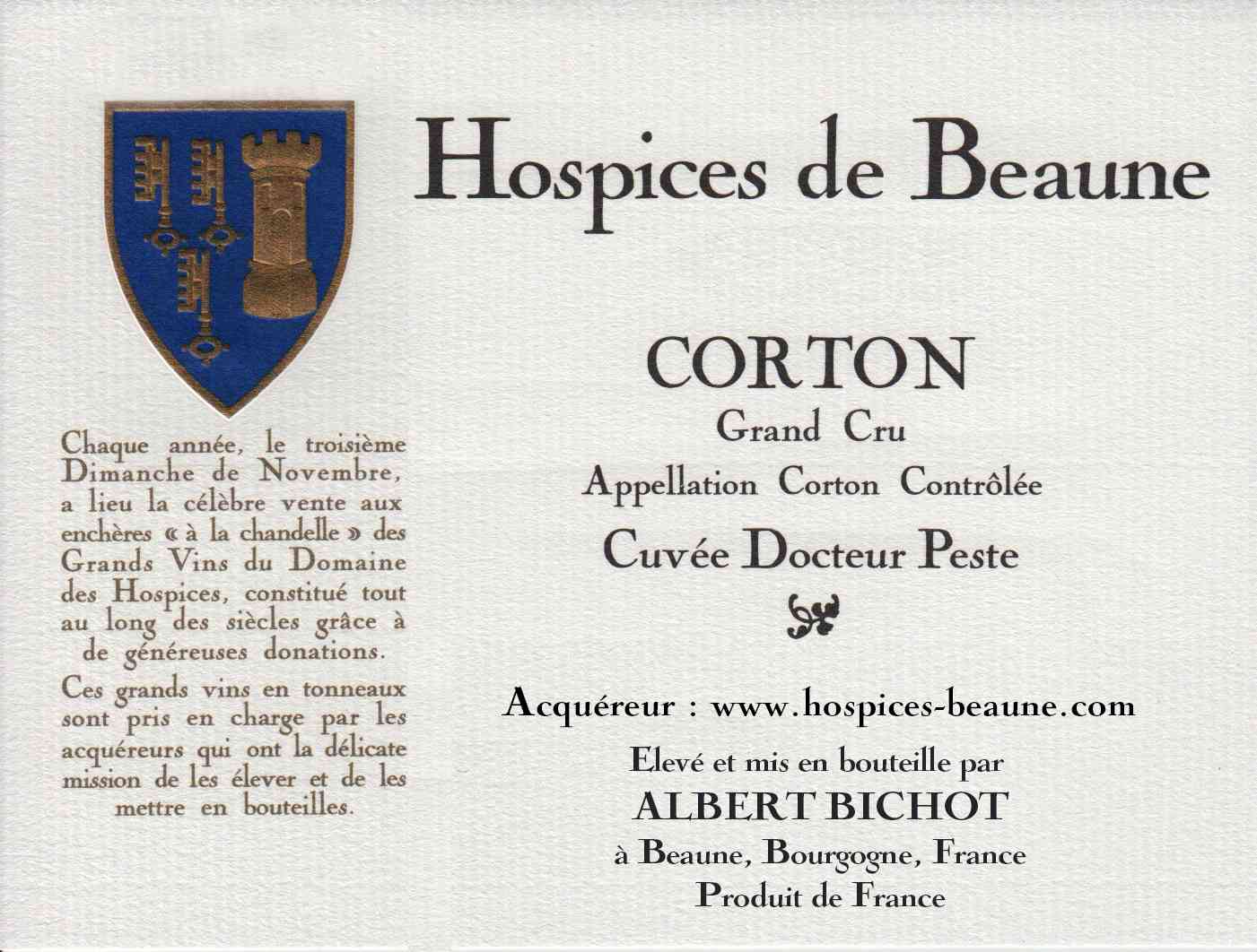 Encheres-auction-HospicesdeBeaune-AlbertBichot-CortonGrandCru-Cuvee-DocteurPeste