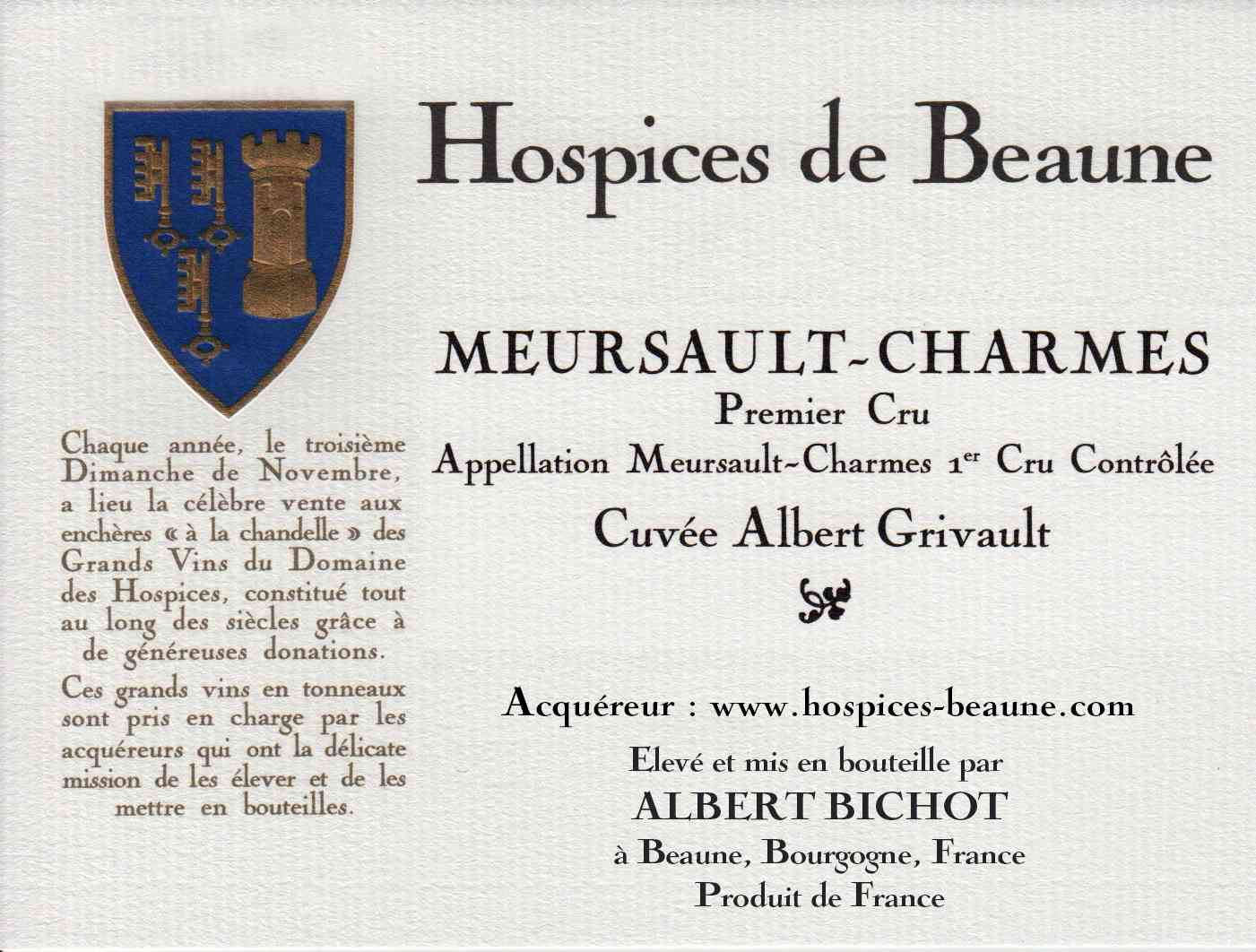 Encheres-auction-HospicesdeBeaune-AlbertBichot-Meursault-Charmes-PremierCru-Cuvee-AlbertGrivault