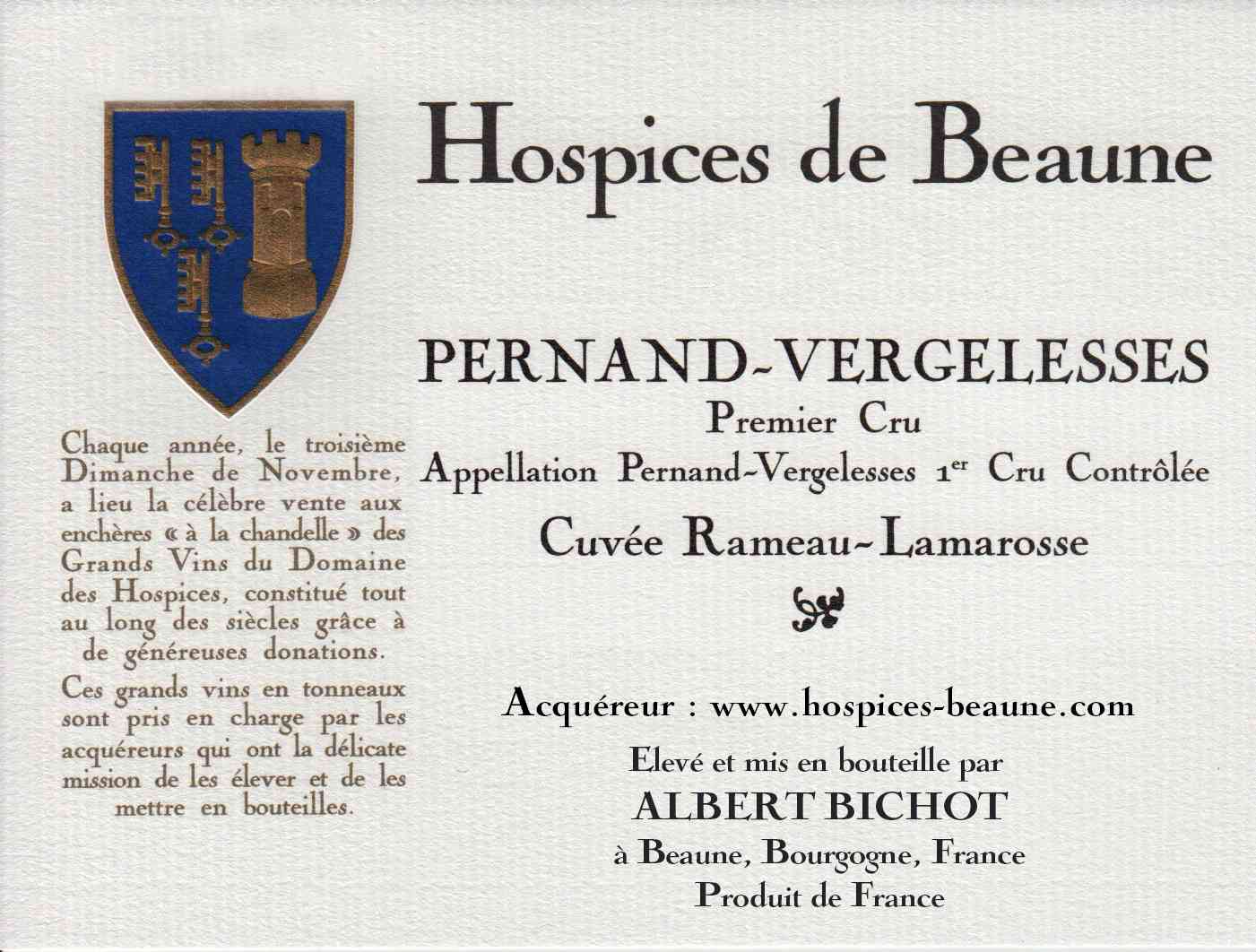 Encheres-auction-HospicesdeBeaune-AlbertBichot-PernandVergelesse-PremierCru-Cuvee-RameauLamarosse