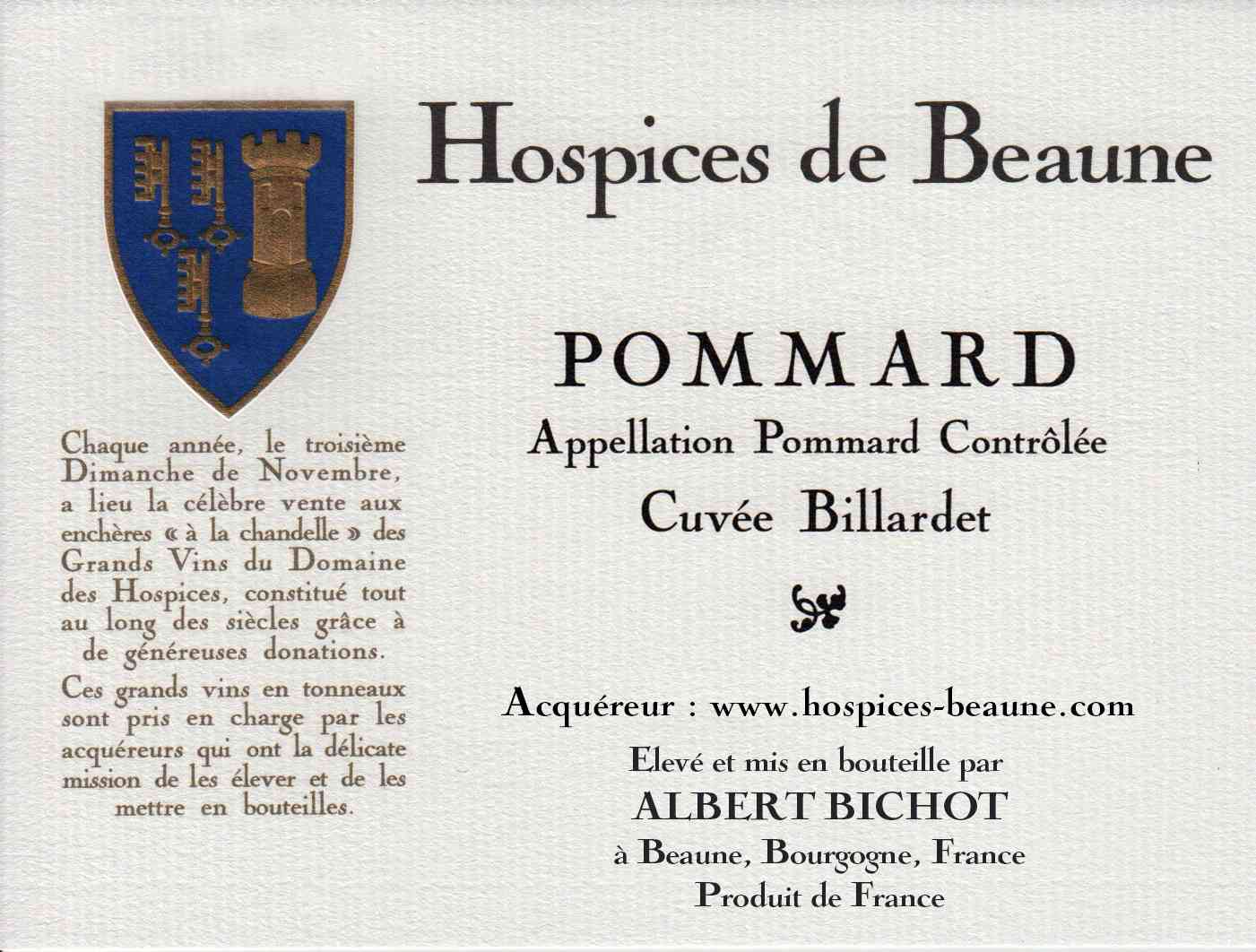 Pommard Cuvée Billardet | Achat aux enchères vente des vins