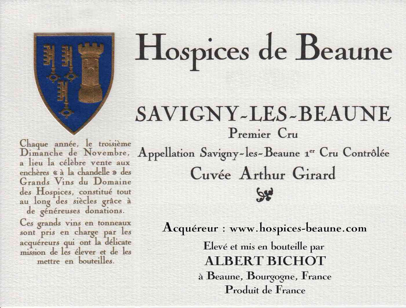 Encheres-auction-HospicesdeBeaune-AlbertBichot-SavignyLesBeaune-PremierCru-Cuvee-ArthurGirard