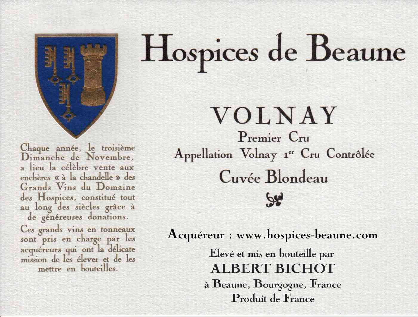 Encheres-auction-HospicesdeBeaune-AlbertBichot-Volnay-PremierCru-Cuvee-Blondeau